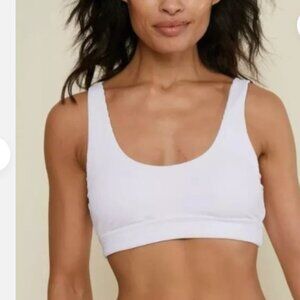 NEW Andie Swim SZ Large Rib Bikini Top White Ventura Scoop Neck Removabl…